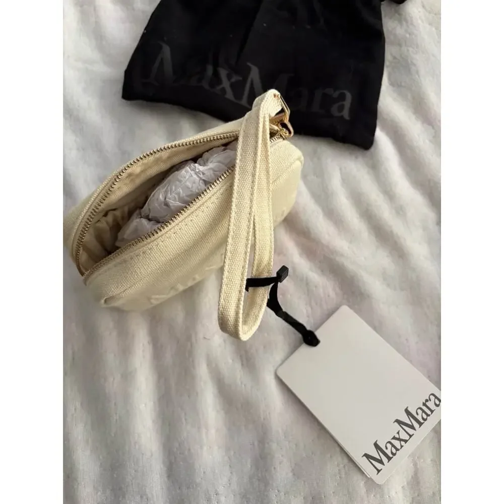 New Tag White Max Mara Cosmetic Bag With Black Pouch